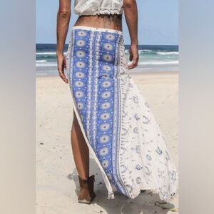 Incredibly Rare Spell Blue and White Coyote Boho Skirt
